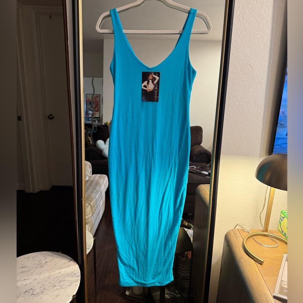 Naked wardrobe scoop neck midi dress